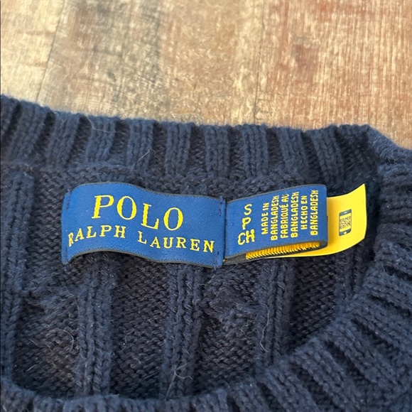 Ralph Lauren NWOT Navy Cable-Knit Cotton Crewneck Sweater - Picture 2 of 6